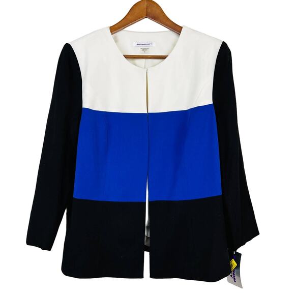 NEW! Alison Daley Open Front Blazer Jacket Career Colorblock - 10 - Picture 1 of 4